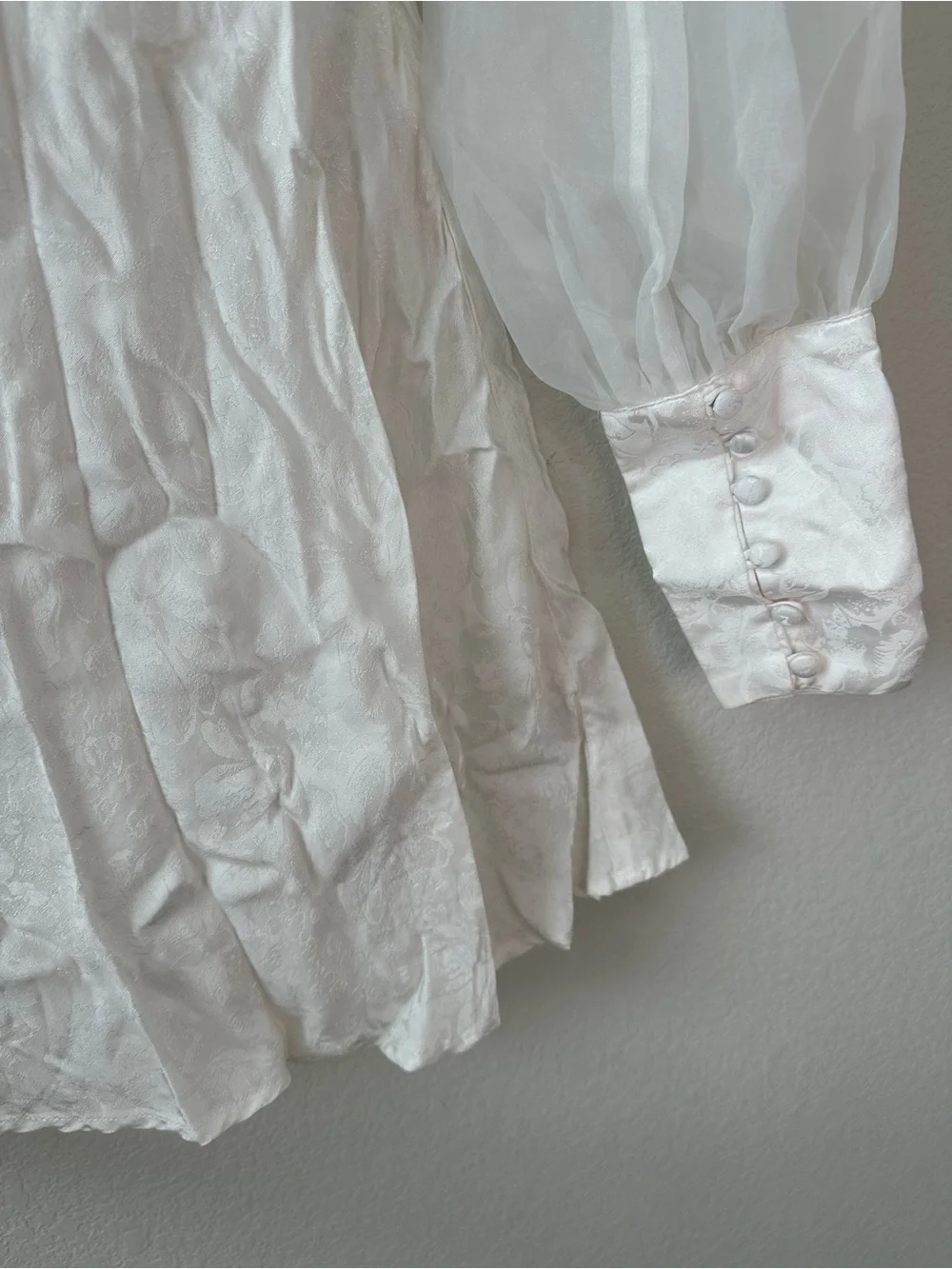 For Love & Lemons Gabrielle Puff Sleeve Mini Dress White SZ S - Picture 3 of 8